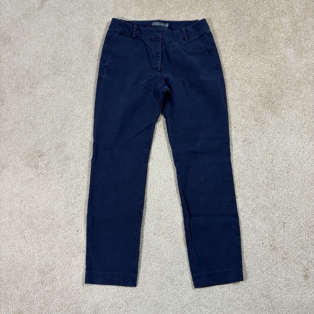 LL Bean Signature Lightweight Stretch Skinny Navy Blue Pants 4 Chino 293440